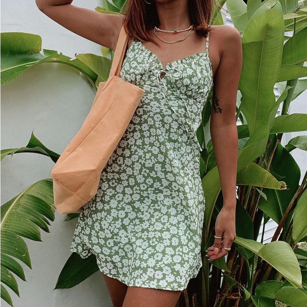 princess polly green floral mini dress tasmin
